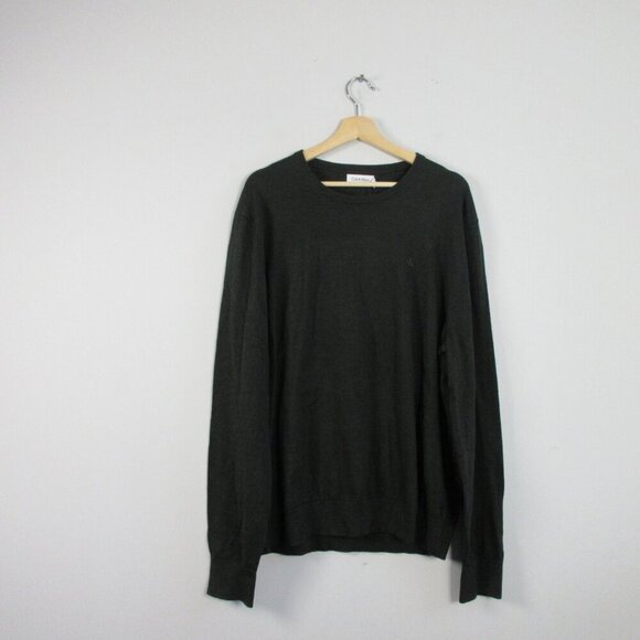 Calvin Klein Men Extra Fine Merino Wool Blend Sweater XL Green Casual Luxury 338 - Picture 1 of 12